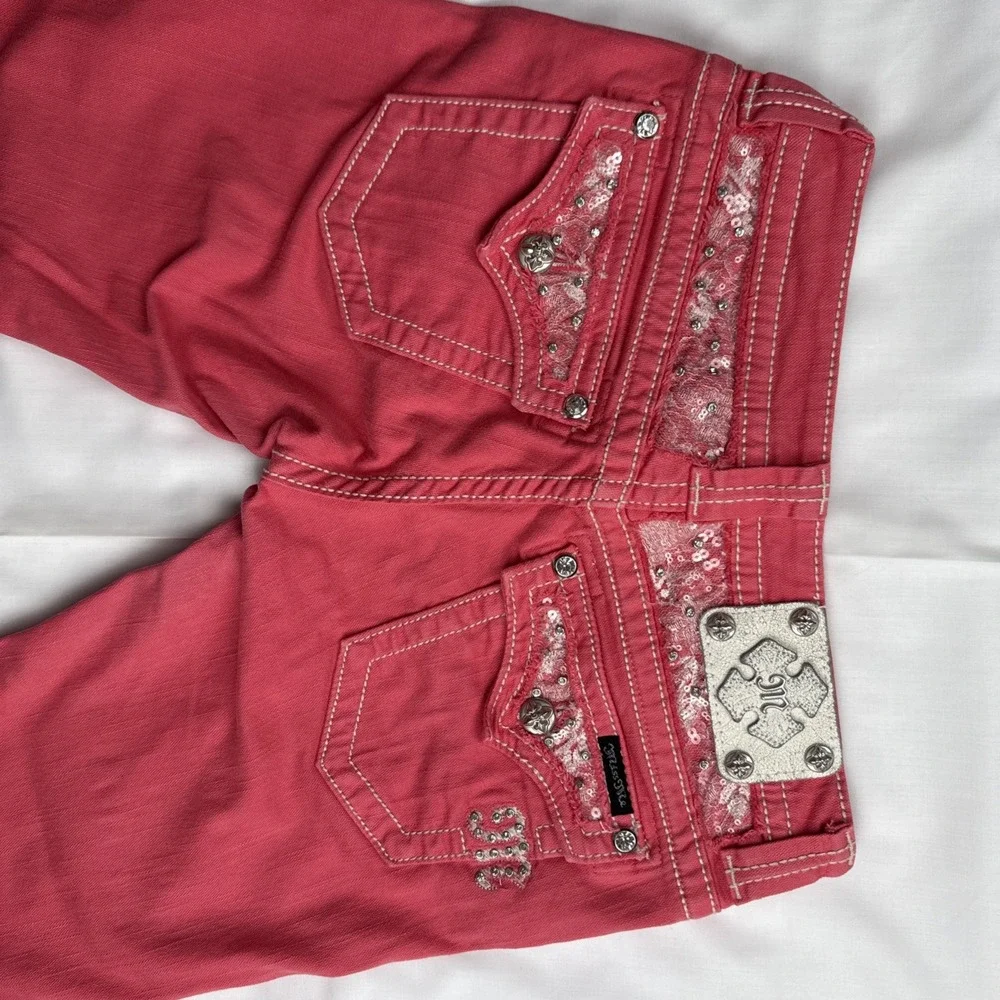 Miss Me Jeans Copped Womens Size 27 Color Melon JE5794C2  Flap Pockets Luxery - Picture 13 of 13